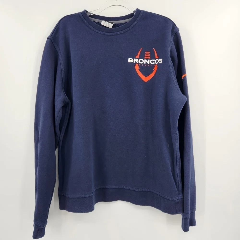 NFL Team Apparel Nike Denver Broncos Crew Sweatshirt Size XL Navy Blue